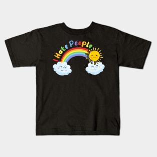 Cute Sun And Cloud - I Hate People Kids T-Shirt